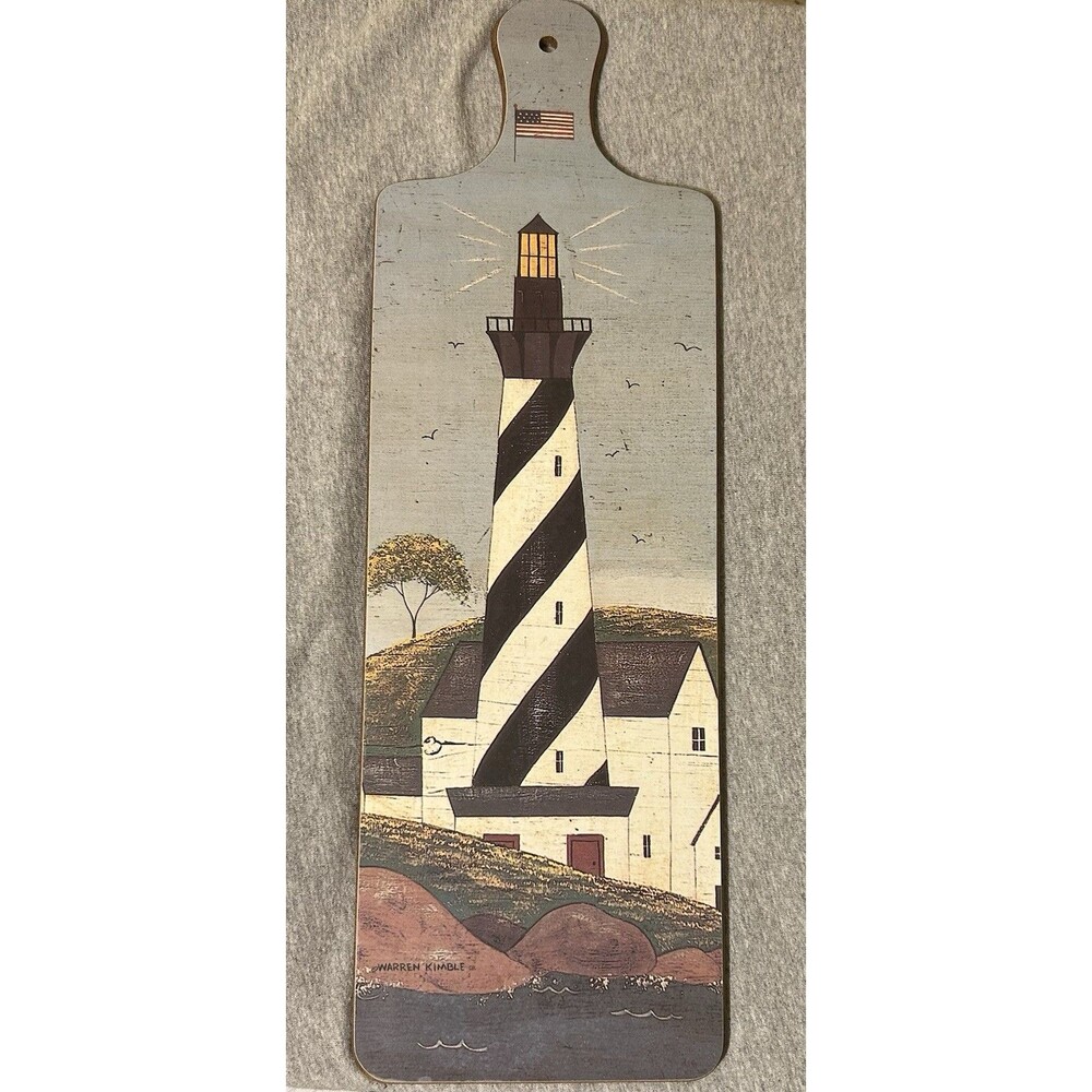 Vintage Warren Kimble “Coastal Breeze” Wooden Lighthouse Cutting Board/ Plaque